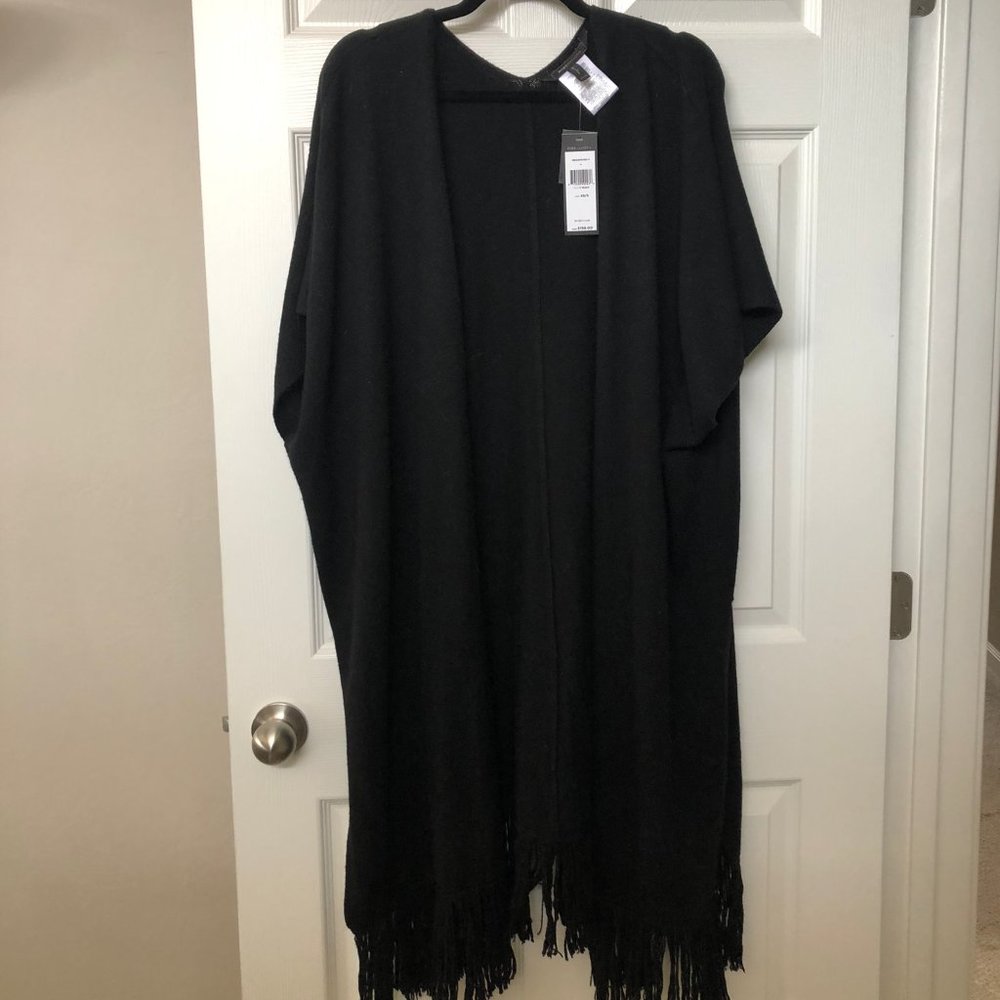 BCBGMAXAZRIA Kiril Long Poncho COLOR: BLACK XS/S